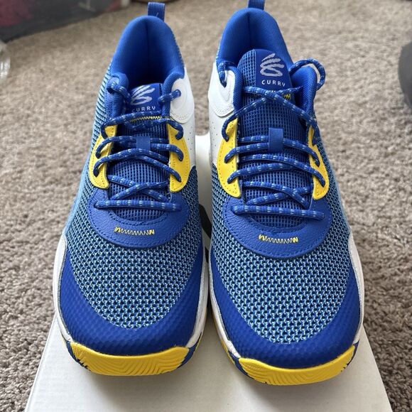 Under Armour Curry 3Z 24 Mens Blue Yellow White Basketball 3027626 -400 Size 11 - Picture 1 of 7